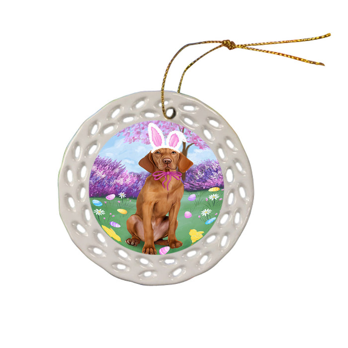 Vizsla Dog Easter Holiday Ceramic Doily Ornament DPOR49288