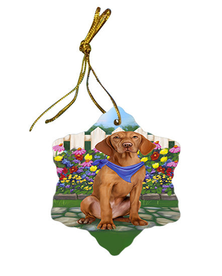 Spring Floral Vizsla Dog Star Porcelain Ornament SPOR52174