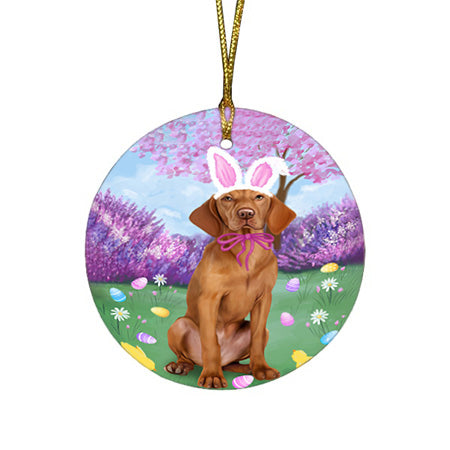 Vizsla Dog Easter Holiday Round Flat Christmas Ornament RFPOR49279