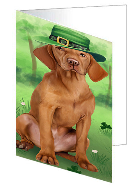 St. Patricks Day Irish Portrait Vizsla Dog Handmade Artwork Assorted Pets Greeting Cards and Note Cards with Envelopes for All Occasions and Holiday Seasons GCD52295