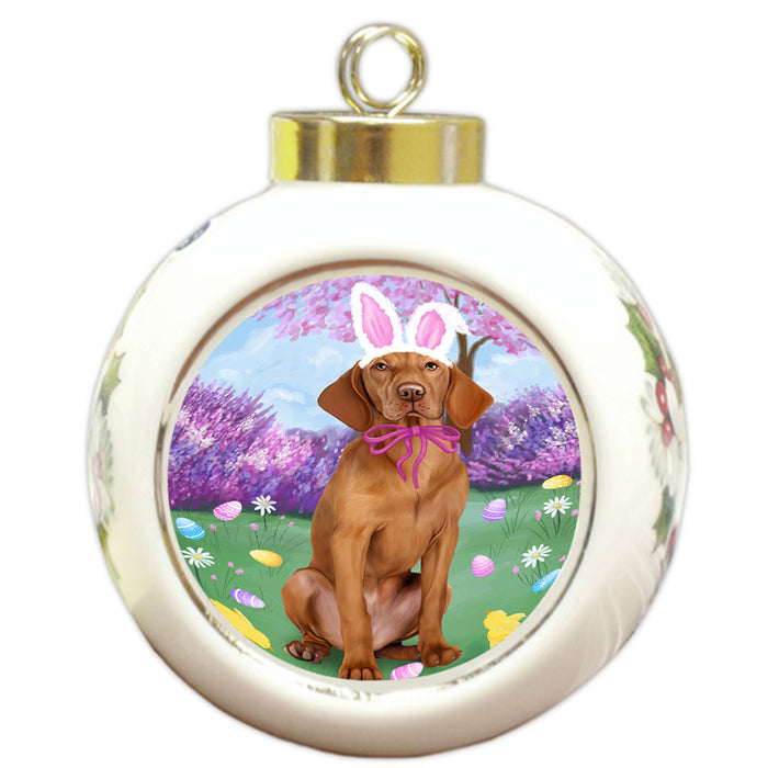 Vizsla Dog Easter Holiday Round Ball Christmas Ornament RBPOR49288