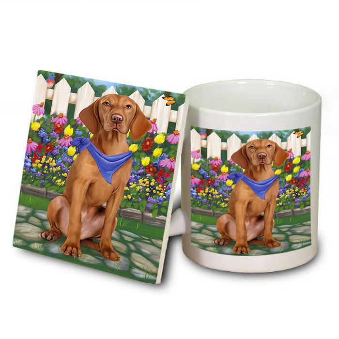 Spring Floral Vizsla Dog Mug and Coaster Set MUC52268