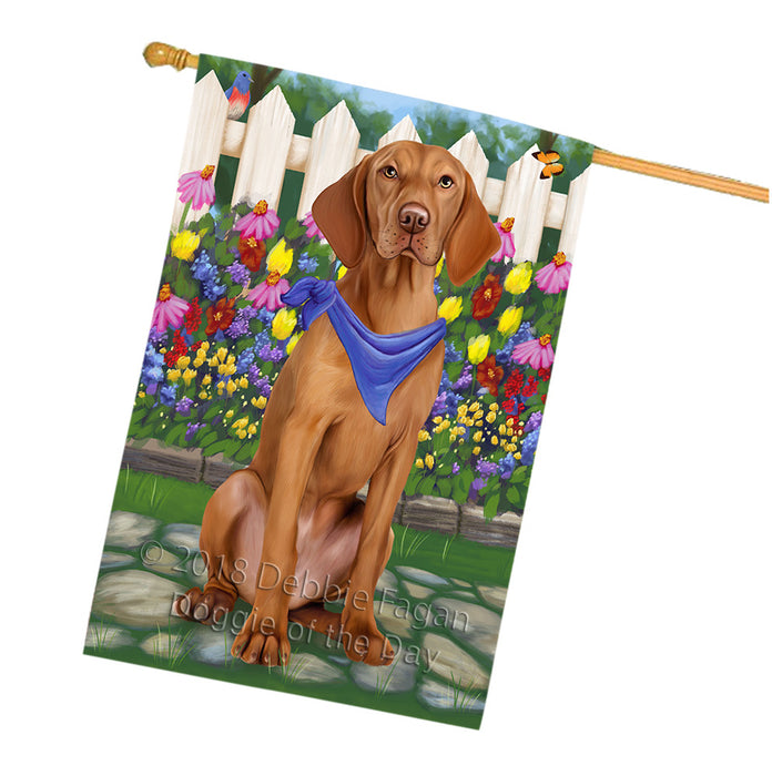 Spring Floral Vizsla Dog House Flag FLG50145
