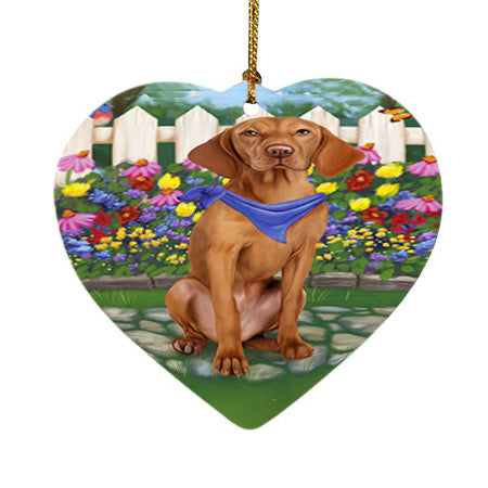 Spring Floral Vizsla Dog Heart Christmas Ornament HPOR52183