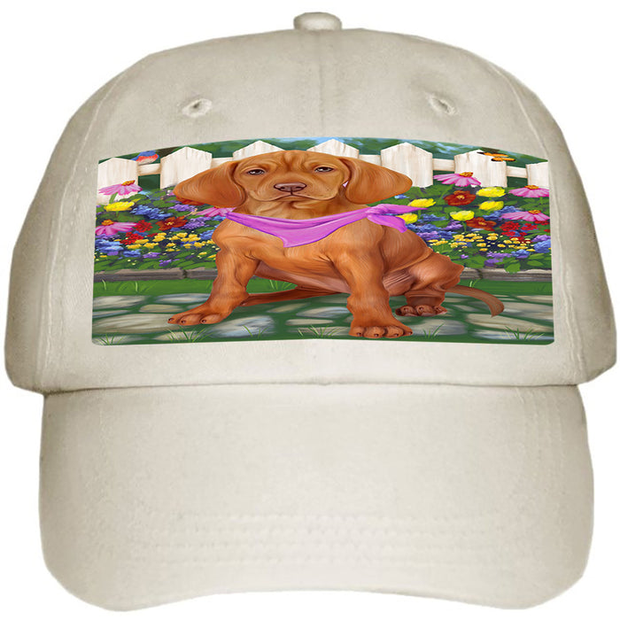 Spring Floral Vizsla Dog Ball Hat Cap HAT59829