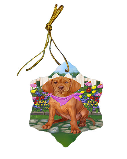 Spring Floral Vizsla Dog Star Porcelain Ornament SPOR52175