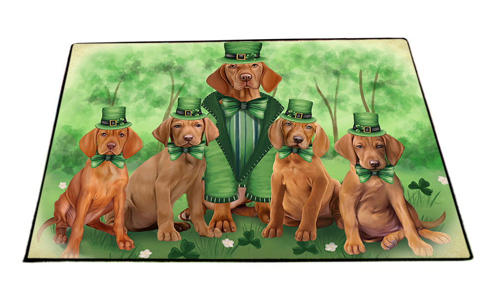 St. Patricks Day Irish Family Portrait Vizslas Dog Floormat FLMS49788
