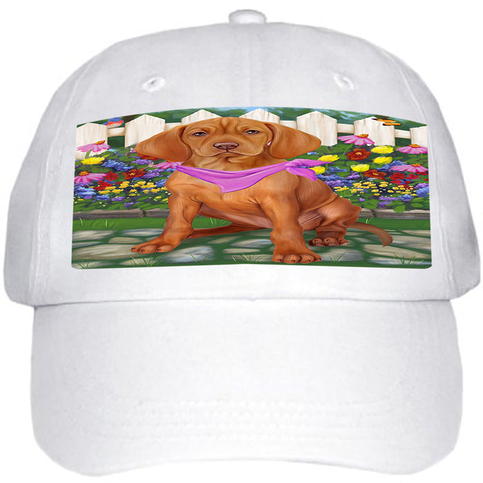 Spring Floral Vizsla Dog Ball Hat Cap HAT59829