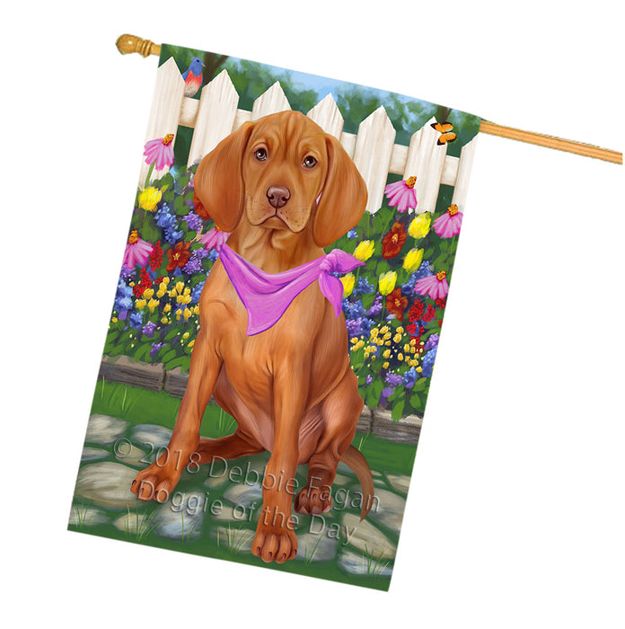 Spring Floral Vizsla Dog House Flag FLG50146