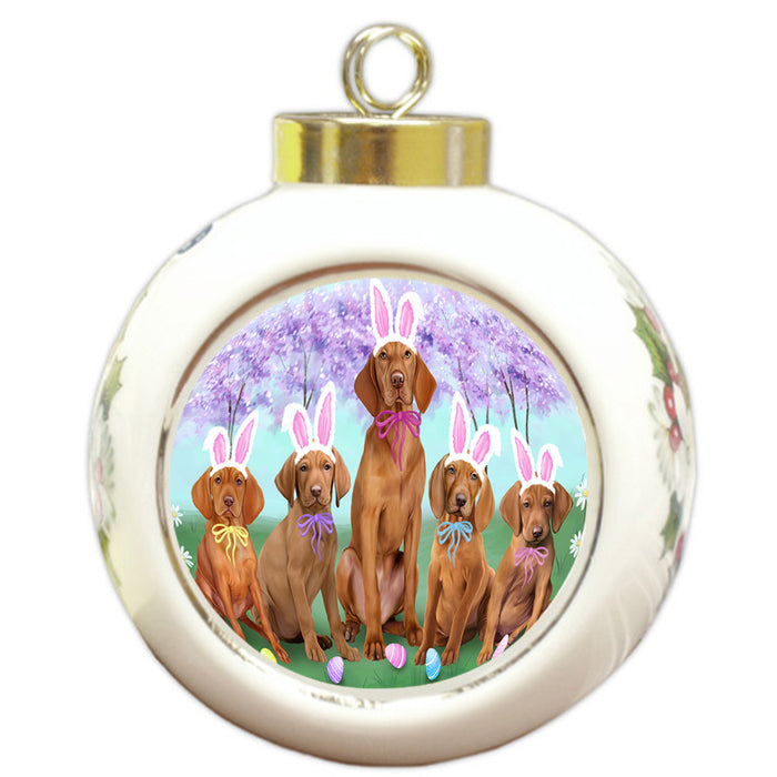 Vizslas Dog Easter Holiday Round Ball Christmas Ornament RBPOR49289