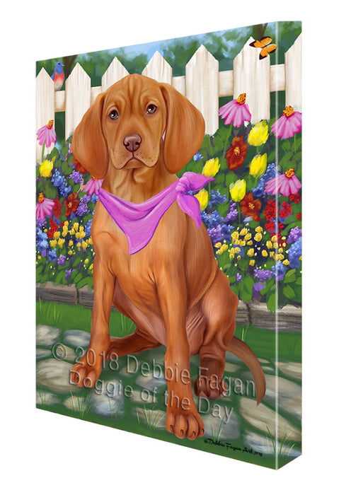 Spring Floral Vizsla Dog Canvas Wall Art CVS67381
