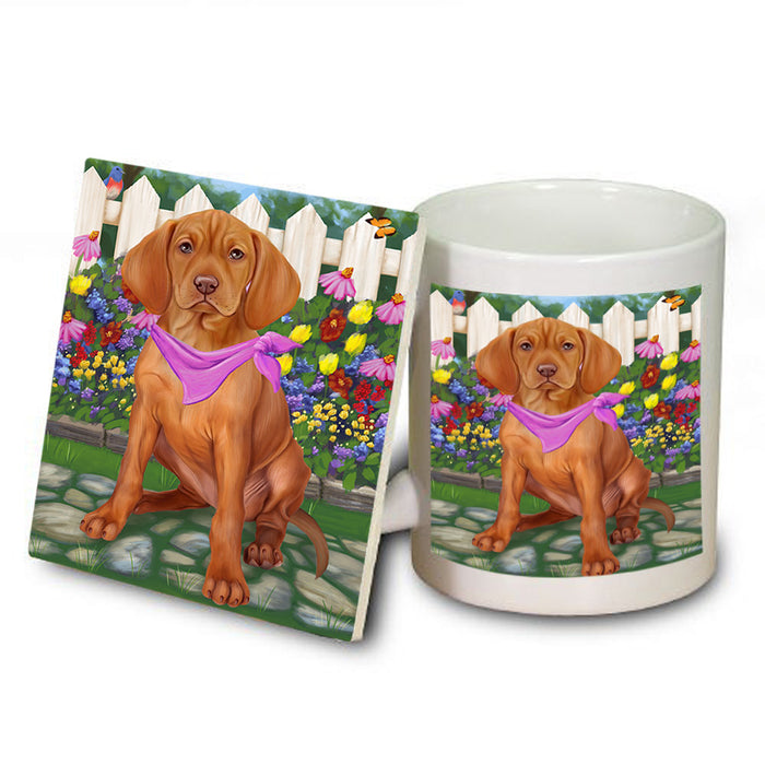 Spring Floral Vizsla Dog Mug and Coaster Set MUC52269