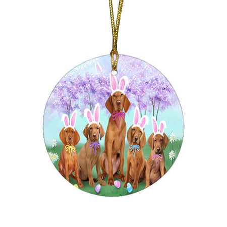 Vizslas Dog Easter Holiday Round Flat Christmas Ornament RFPOR49280