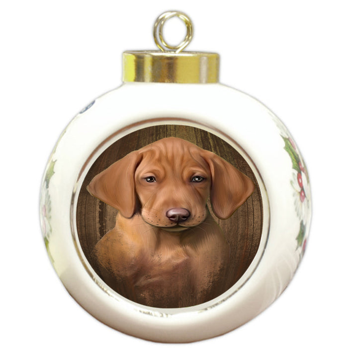 Rustic Vizsla Dog Round Ball Christmas Ornament RBPOR49588