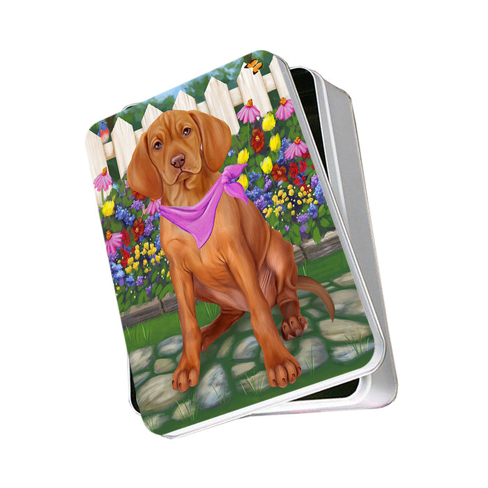 Spring Floral Vizsla Dog Photo Storage Tin PITN51840