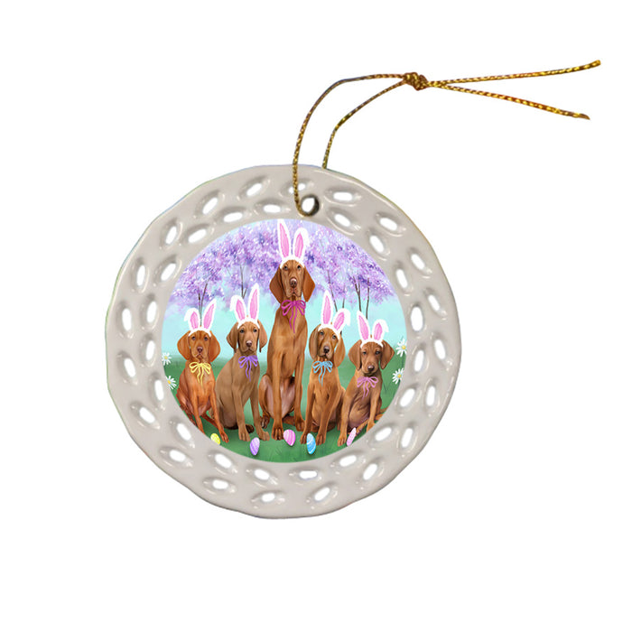 Vizslas Dog Easter Holiday Ceramic Doily Ornament DPOR49289