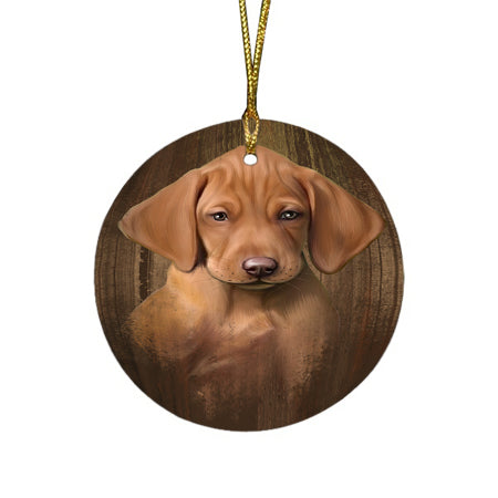 Rustic Vizsla Dog Round Flat Christmas Ornament RFPOR49579