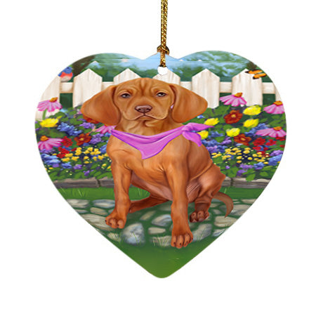Spring Floral Vizsla Dog Heart Christmas Ornament HPOR52184