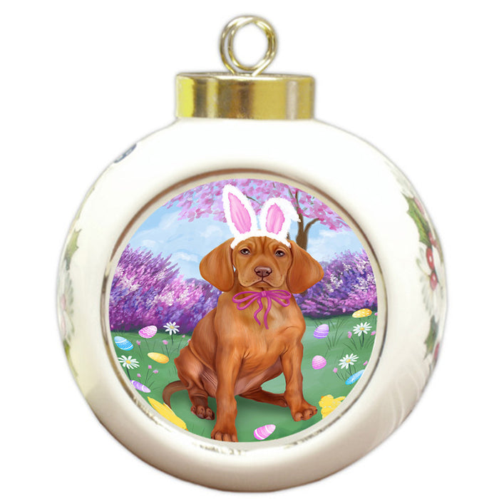 Vizsla Dog Easter Holiday Round Ball Christmas Ornament RBPOR49290
