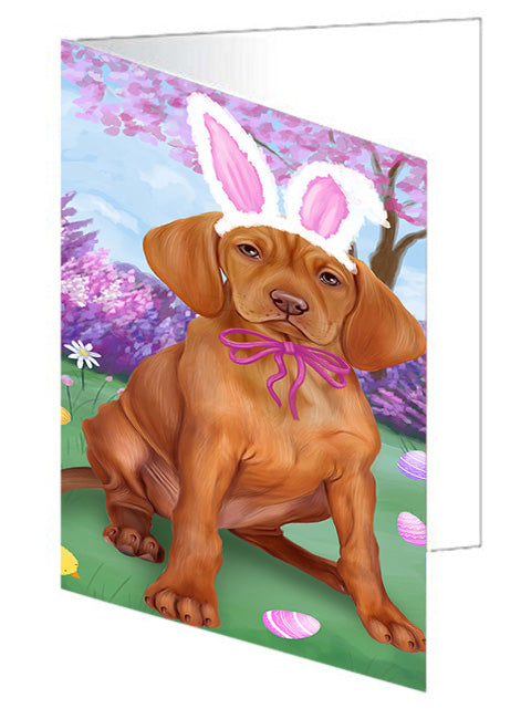Vizsla Dog Easter Holiday Handmade Artwork Assorted Pets Greeting Cards and Note Cards with Envelopes for All Occasions and Holiday Seasons GCD51899