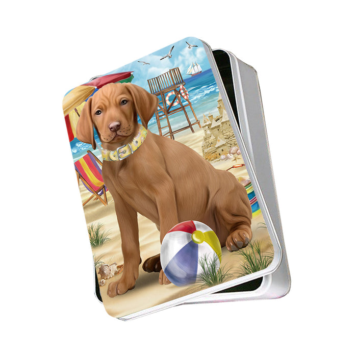 Pet Friendly Beach Vizsla Dog Photo Storage Tin PITN50108