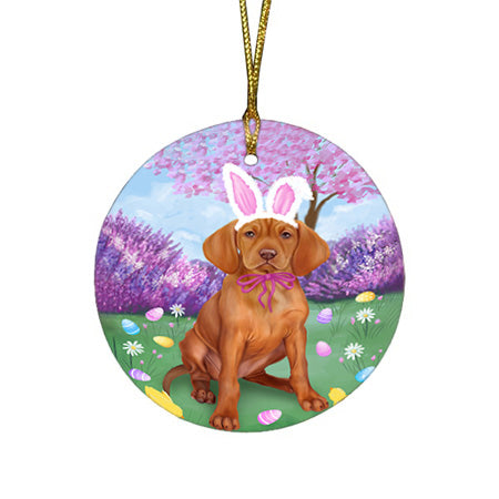 Vizsla Dog Easter Holiday Round Flat Christmas Ornament RFPOR49281