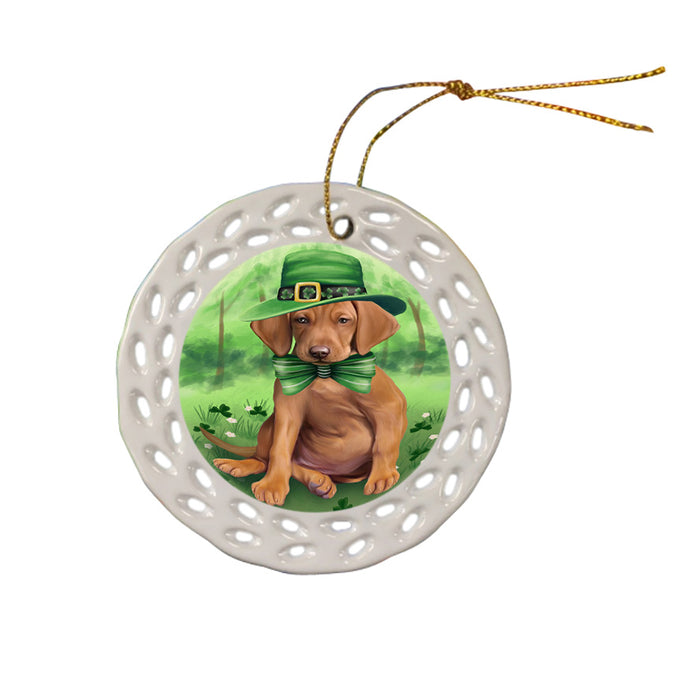 St. Patricks Day Irish Portrait Vizsla Dog Ceramic Doily Ornament DPOR49424