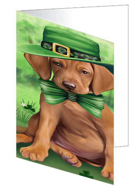 St. Patricks Day Irish Portrait Vizsla Dog Handmade Artwork Assorted Pets Greeting Cards and Note Cards with Envelopes for All Occasions and Holiday Seasons GCD52301