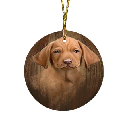 Rustic Vizsla Dog Round Flat Christmas Ornament RFPOR49580