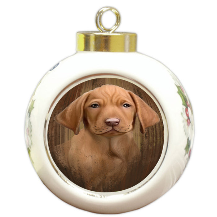 Rustic Vizsla Dog Round Ball Christmas Ornament RBPOR49589