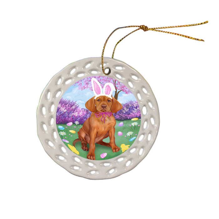 Vizsla Dog Easter Holiday Ceramic Doily Ornament DPOR49290