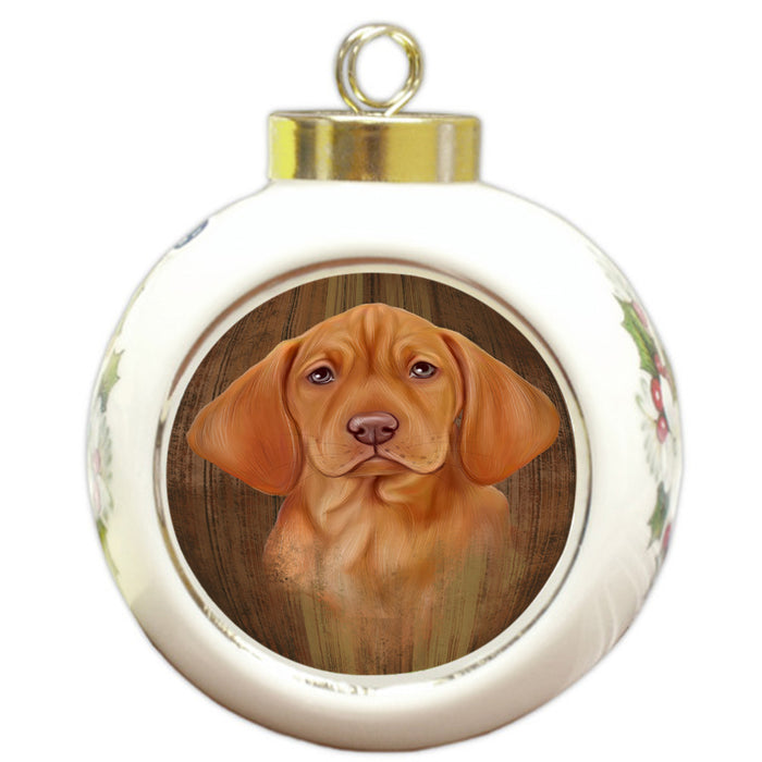 Rustic Vizsla Dog Round Ball Christmas Ornament RBPOR49590