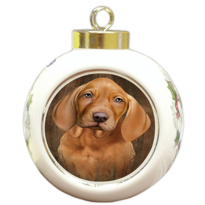 Rustic Vizsla Dog Round Ball Christmas Ornament RBPOR49591