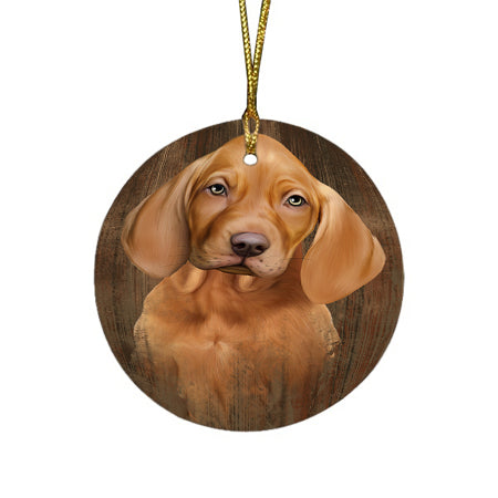 Rustic Vizsla Dog Round Flat Christmas Ornament RFPOR49582