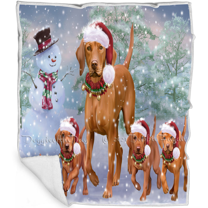 Christmas Running Family Vizslas Dog Blanket BLNKT129207
