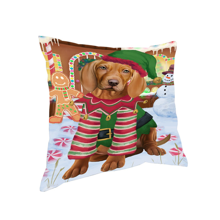 Christmas Gingerbread House Candyfest Vizsla Dog Pillow PIL80628