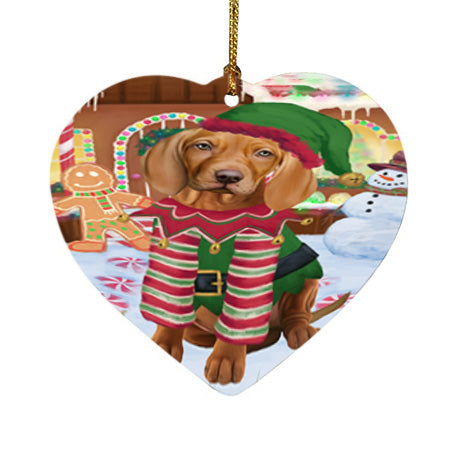 Christmas Gingerbread House Candyfest Vizsla Dog Heart Christmas Ornament HPOR56940
