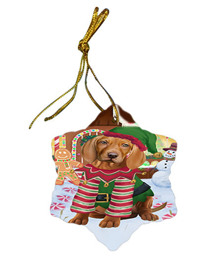 Christmas Gingerbread House Candyfest Vizsla Dog Star Porcelain Ornament SPOR56940