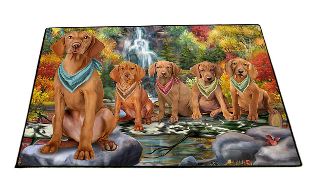 Scenic Waterfall Vizslas Dog Floormat FLMS51411