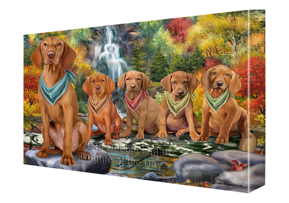 Scenic Waterfall Vizslas Dog Canvas Print Wall Art Décor CVS85085