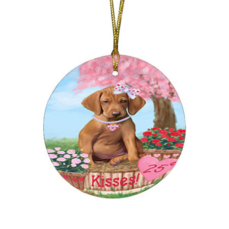 Rosie 25 Cent Kisses Vizsla Dog Round Flat Christmas Ornament RFPOR56612