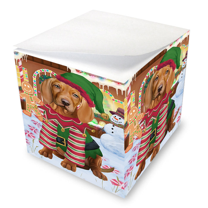 Christmas Gingerbread House Candyfest Vizsla Dog Note Cube NOC54656