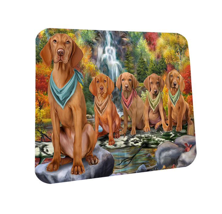 Scenic Waterfall Vizslas Dog Coasters Set of 4 CST51939