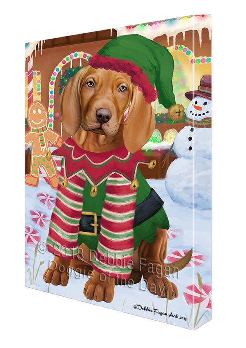 Christmas Gingerbread House Candyfest Vizsla Dog Canvas Print Wall Art Décor CVS131480