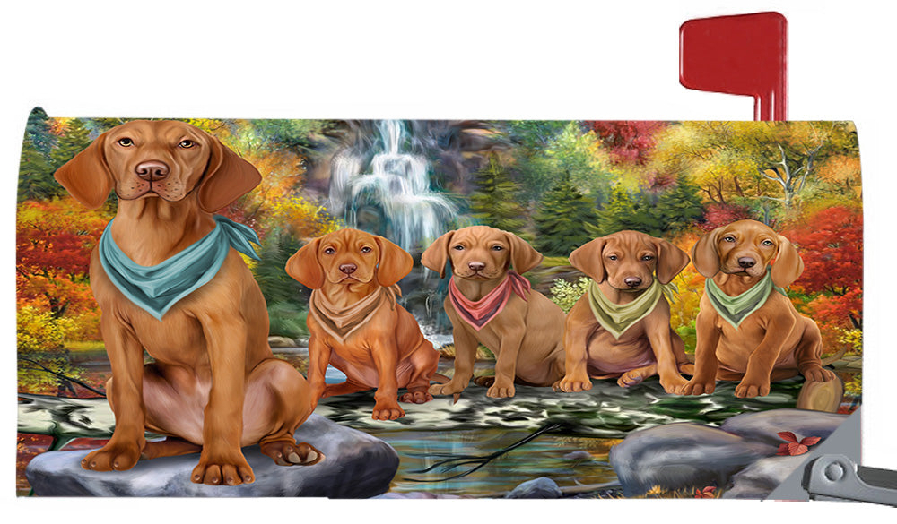 Scenic Waterfall Vizsla Dogs Magnetic Mailbox Cover MBC48767