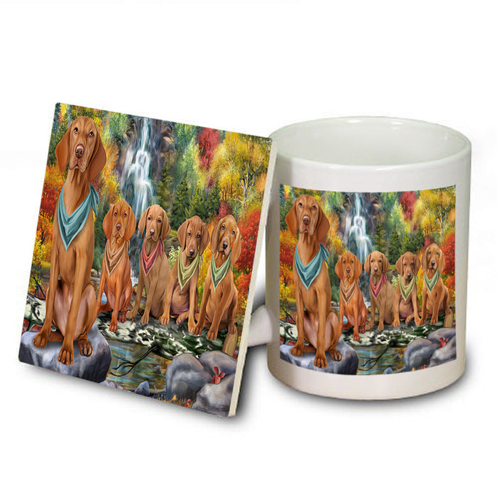 Scenic Waterfall Vizslas Dog Mug and Coaster Set MUC51972