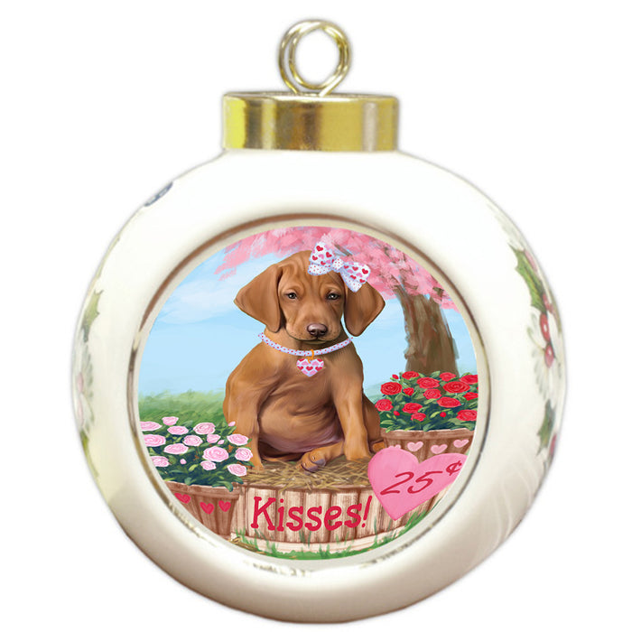 Rosie 25 Cent Kisses Vizsla Dog Round Ball Christmas Ornament RBPOR56612