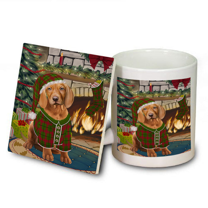The Stocking was Hung Vizsla Dog Mug and Coaster Set MUC55638