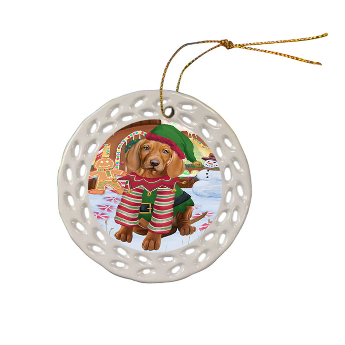 Christmas Gingerbread House Candyfest Vizsla Dog Ceramic Doily Ornament DPOR56940