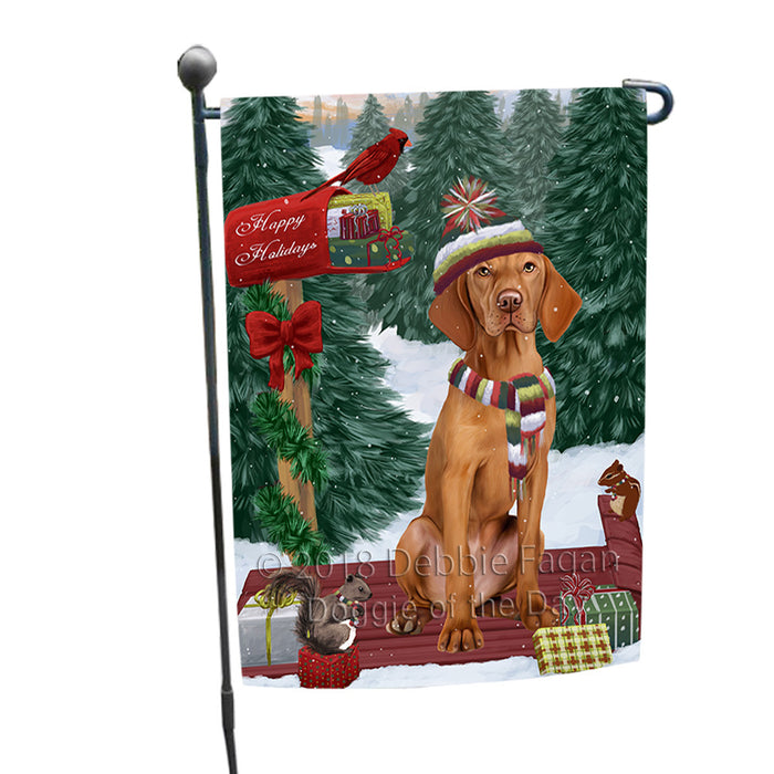 Merry Christmas Woodland Sled Vizsla Dog Garden Flag GFLG55356